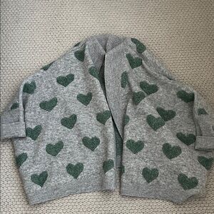 EASEL women’s  gray and green heart sweater shawl